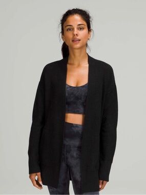 Lululemon Cashlu Black Cashmere Blend Cardigan Sweater